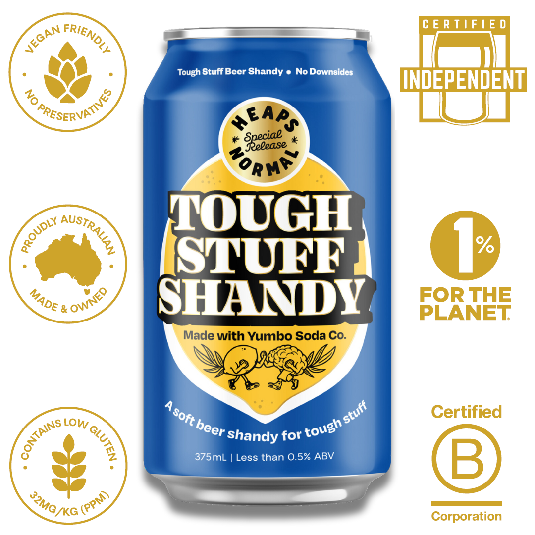 Heaps Normal Limited Release Tough Stuff Shandy Non-Alcoholic Beer 🍋